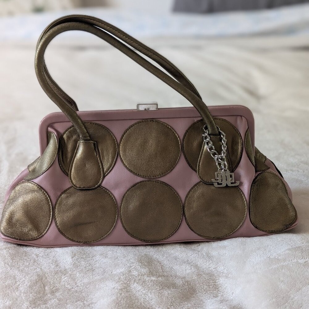 Jennifer Lopez Pink and Gold Circle Accent Bag